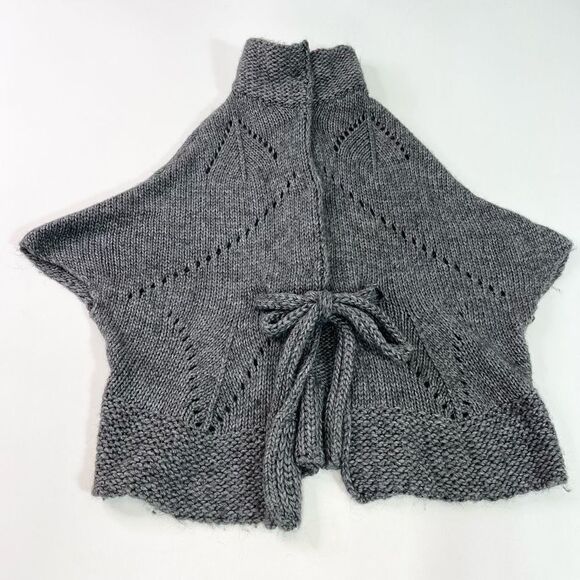 Elsamanda Alpaca Wool Cardigan Womens Small Gray Snap Button Waist Tie Knitted - Picture 1 of 10